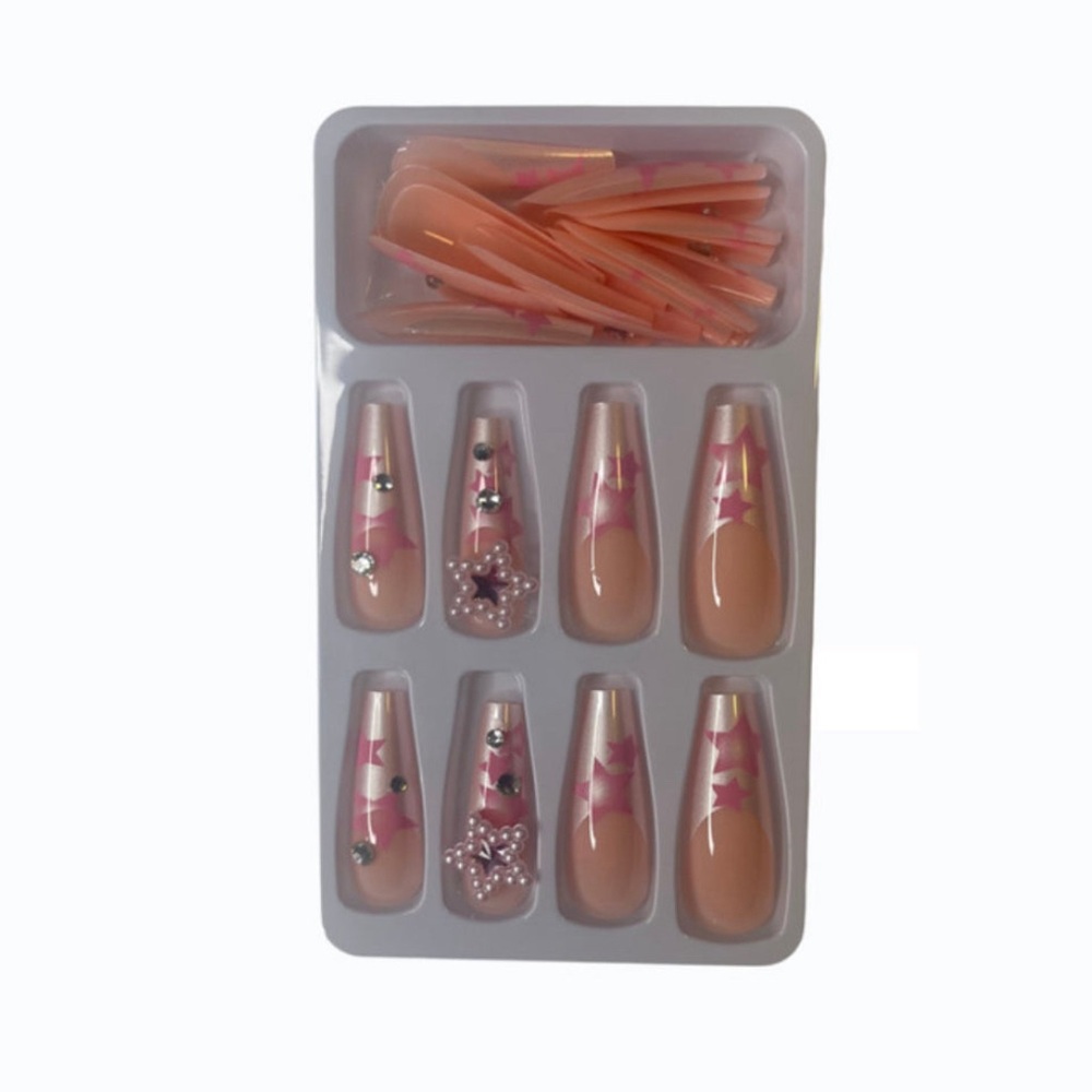 Pressies Pink/Siver Nails with Charms